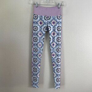 Goldsheep Womens Small Leggings Purple Mosaic Handmade In Laguna Beach